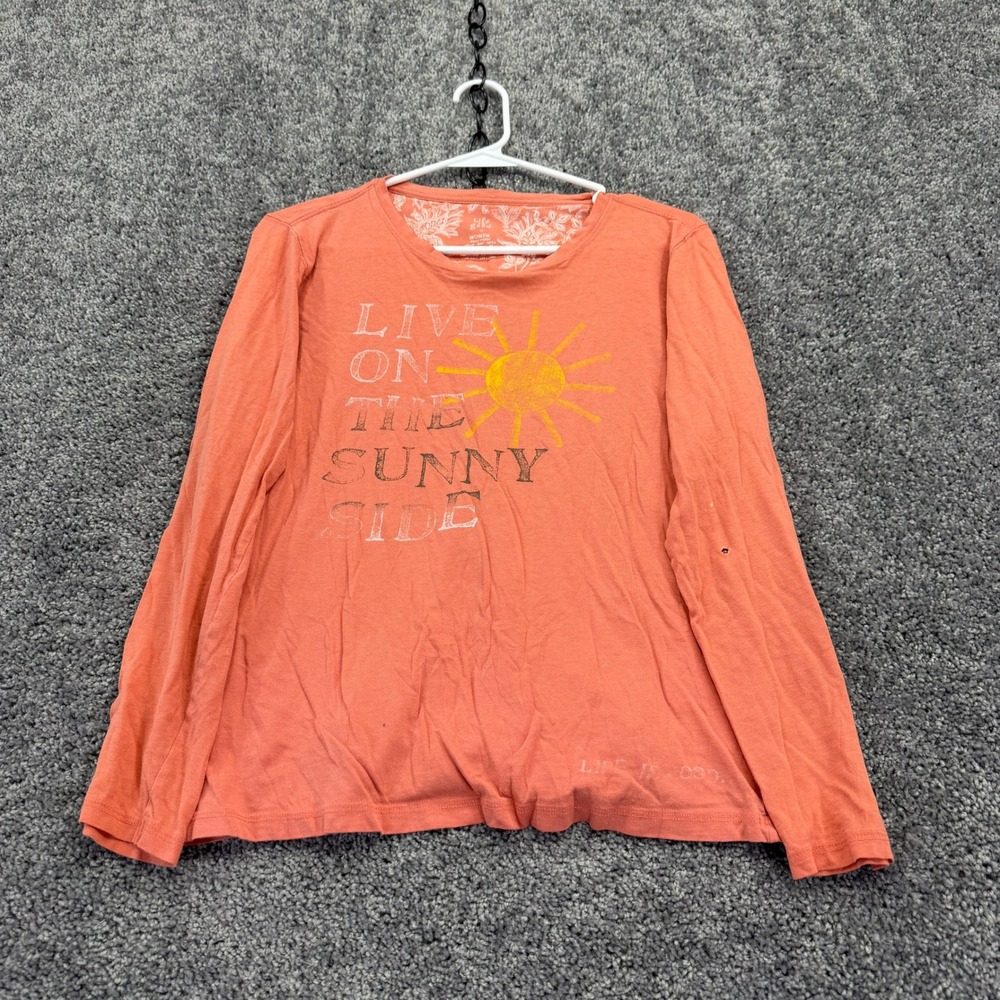 Life is Good Long Sleeve T Shirt Womens M Orange Graphic Sunny Side